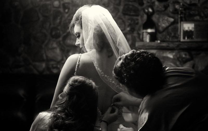 bridesmaids bustling brides dress