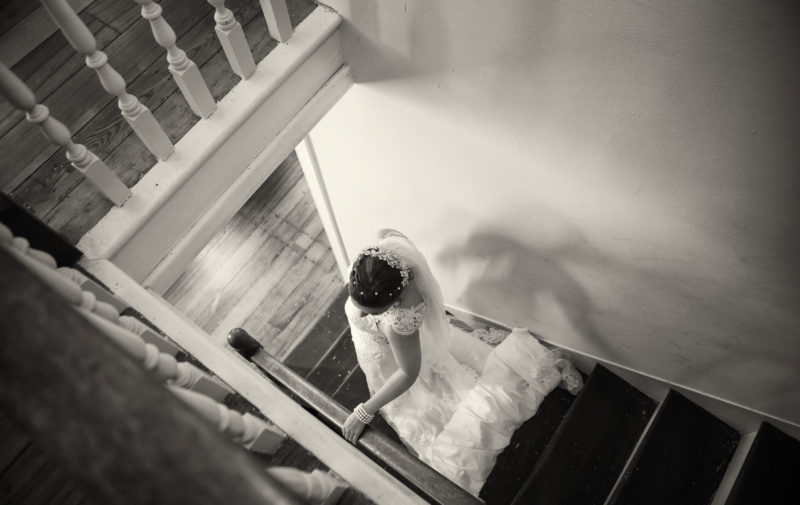 bride on staircase