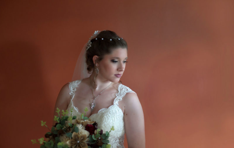 portrait of bride in window light