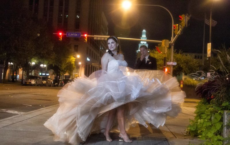 night shot bride and groom